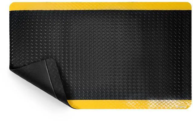 Main image of Olympia Anti Fatigue Mat Industrial, Standing Mat, Yellow Border Safety, 5 x 3 ft, 15/16" Thick, Advanced High-Density Memory Foam, for Workshop Workstations, Laboratory Benches
