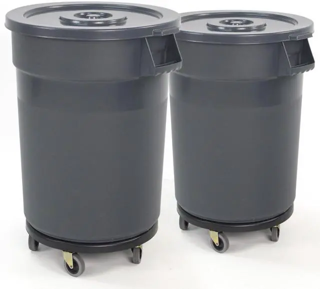 Main image of 32 Gallon Outdoor Trash Can with Lid and Wheels, 2 Pack | Outdoor Trash Can with Lid,Heavy Duty Construction, Perfect for Backyard, Perfect for Deck, Perfect for Garage