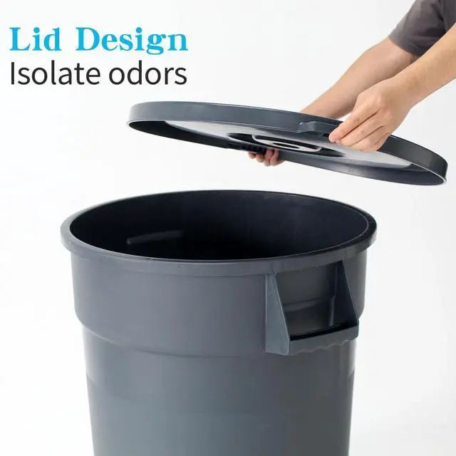 Alt view image 3 of 6 - 32 Gallon Outdoor Trash Can with Lid and Wheels, 2 Pack | Outdoor Trash Can with Lid,Heavy Duty Construction, Perfect for Backyard, Perfect for Deck, Perfect for Garage