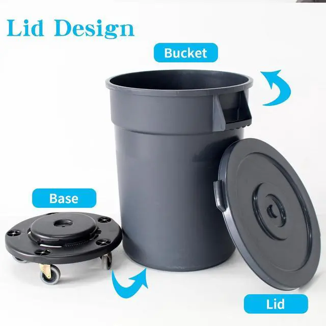 Alt view image 4 of 6 - 32 Gallon Outdoor Trash Can with Lid and Wheels, 2 Pack | Outdoor Trash Can with Lid,Heavy Duty Construction, Perfect for Backyard, Perfect for Deck, Perfect for Garage