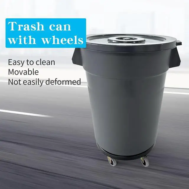 Alt view image 5 of 6 - 32 Gallon Outdoor Trash Can with Lid and Wheels, 2 Pack | Outdoor Trash Can with Lid,Heavy Duty Construction, Perfect for Backyard, Perfect for Deck, Perfect for Garage