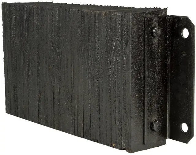 Main image of Rubber Dock Bumper, 24" x 12" x 4.5", for Loading Bay & Shipping Dock Protection, Laminated, Steel Mounting Bracket, 3/4" Mounting Holes