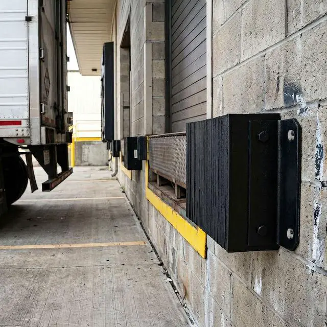 Alt view image 3 of 6 - Rubber Dock Bumper, 24" x 12" x 4.5", for Loading Bay & Shipping Dock Protection, Laminated, Steel Mounting Bracket, 3/4" Mounting Holes