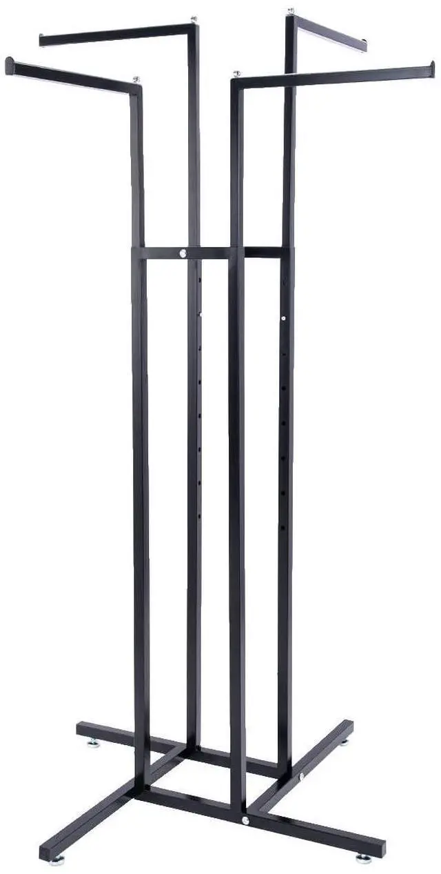 Main image of 4 Way Clothing Display Rack with Straight Arms (Black)