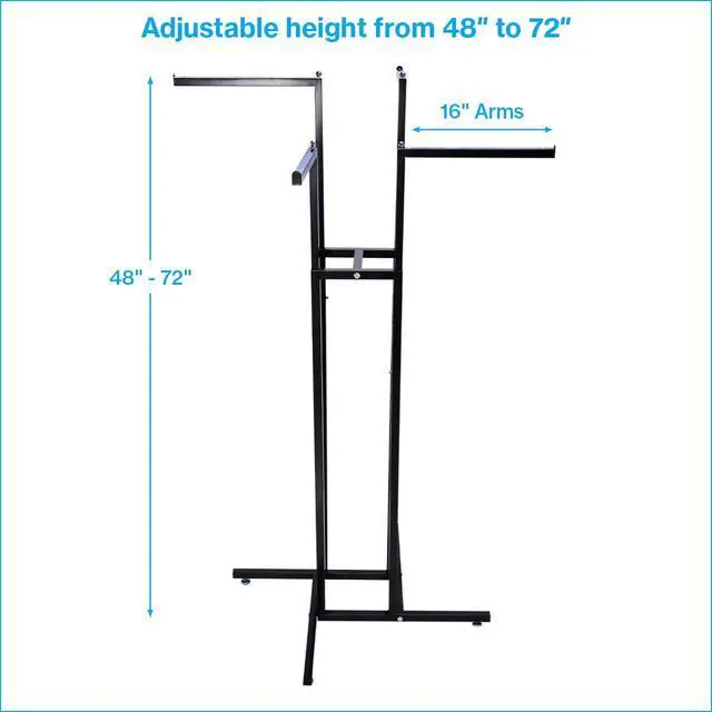 Alt view image 5 of 6 - 4 Way Clothing Display Rack with Straight Arms (Black)
