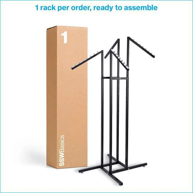 Alt view image 6 of 6 - 4 Way Clothing Display Rack with Straight Arms (Black)