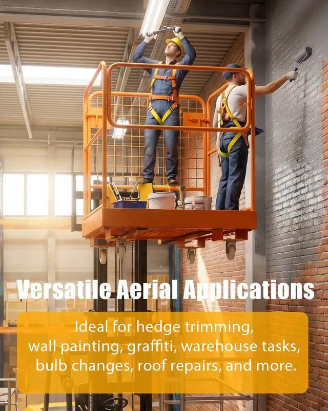 Alt view image 3 of 6 - Forklift Safety Cage 36 in X 36 in, Max.1200 LBS Forklift Man Basket Work Platform with 4 Wheels, Heavy Duty Steel for Lifting Loader