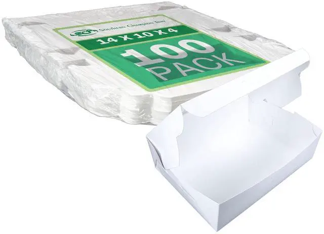 Main image of SCT White Window Bakery Boxes with Tuck-in Lid, 10 x 14 x 4, White, Paper, 100/Carton