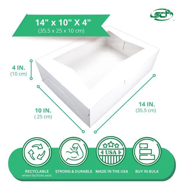 Alt view image 2 of 6 - SCT White Window Bakery Boxes with Tuck-in Lid, 10 x 14 x 4, White, Paper, 100/Carton