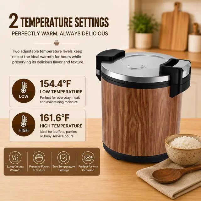 Alt view image 4 of 6 - 120 Cup Commercial Rice Warmer Electric Non-Stick Pot Adjustable Temperature Soup Warmers Sushi Rice Warmer for Restaurant Party Family, Warm Function Only, NOT Cooker (Type D, 24.3QT)