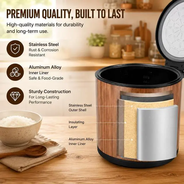 Alt view image 5 of 6 - 120 Cup Commercial Rice Warmer Electric Non-Stick Pot Adjustable Temperature Soup Warmers Sushi Rice Warmer for Restaurant Party Family, Warm Function Only, NOT Cooker (Type D, 24.3QT)