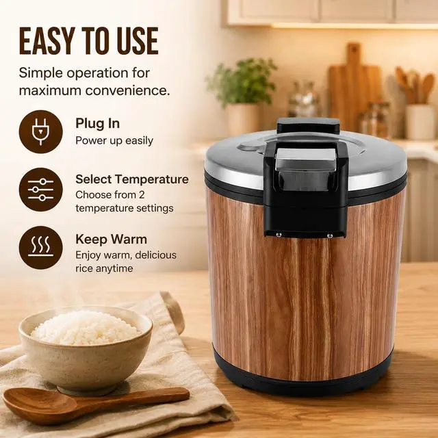 Alt view image 6 of 6 - 120 Cup Commercial Rice Warmer Electric Non-Stick Pot Adjustable Temperature Soup Warmers Sushi Rice Warmer for Restaurant Party Family, Warm Function Only, NOT Cooker (Type D, 24.3QT)