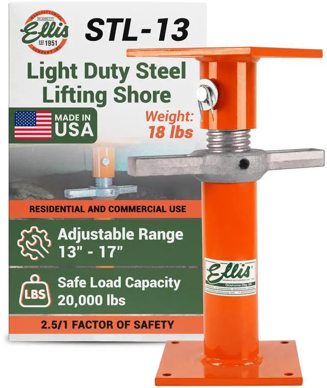 Main image of Manufacturing Light-Duty Steel Construction Jack Post - Adjustable Screw Jack Lift for Floor Leveling, Beams & Concrete - 20,000 lb Capacity, 13"-17" Range, House Jack for Support & Leveling