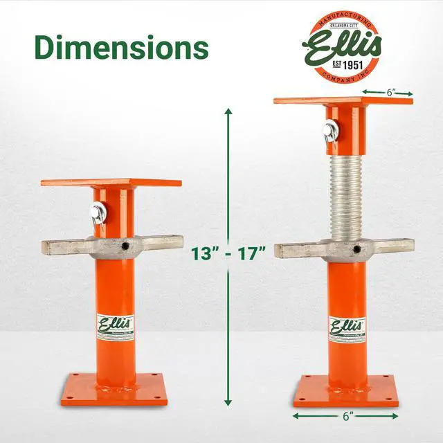 Alt view image 3 of 6 - Manufacturing Light-Duty Steel Construction Jack Post - Adjustable Screw Jack Lift for Floor Leveling, Beams & Concrete - 20,000 lb Capacity, 13"-17" Range, House Jack for Support & Leveling
