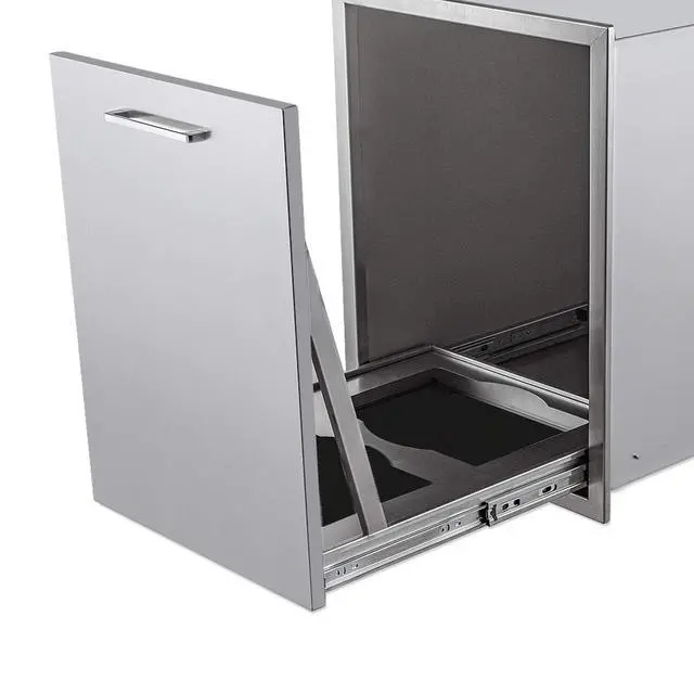 Alt view image 6 of 6 - Pull-Out Trash Drawer Stainless Steel Outdoor Kitchen Trash Drawer Storage for Two 10 Gallon Commercial Wastebaskets (W/handle-20x27x24)