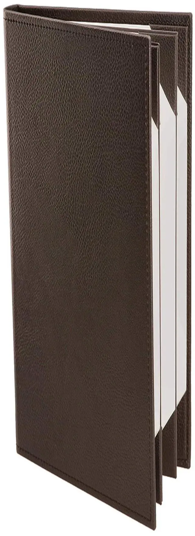 Main image of s Made of Premium Faux Leather (10-Pack) - 4.25" X 11" - Wine List - Bar Menu (Brown, 6 Views)