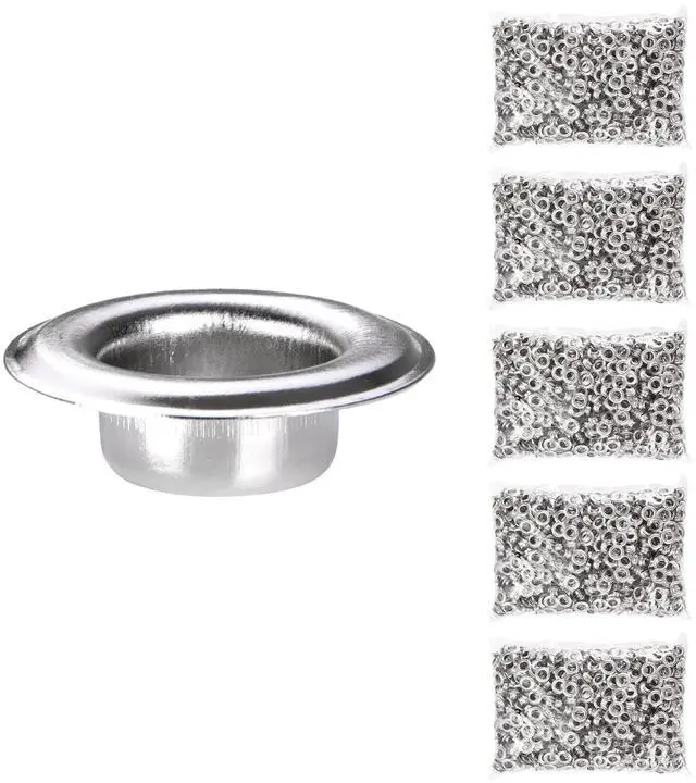 Main image of 5000 pcs 3/8 inch Grommet Kit 10mm Size #2 Nickel Grommets Compatible with Semi Automatic Grommet Machine for Fabric Canvas Tarps Banners YES0387
