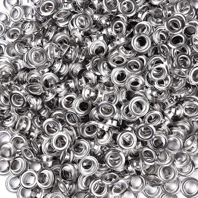 Alt view image 6 of 6 - 5000 pcs 3/8 inch Grommet Kit 10mm Size #2 Nickel Grommets Compatible with Semi Automatic Grommet Machine for Fabric Canvas Tarps Banners YES0387