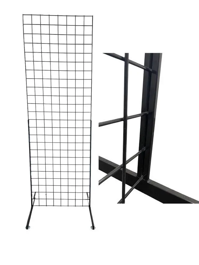 Alt view image 2 of 3 - 2' x 6' Grid Wall Panel Floorstanding Display Fixture with Deluxe T-Style Base, Black or White. Three-Pack Combo. (WHITE WITH EZ SLIDE ON LEGS (NO HARDWARE REQUIRED))