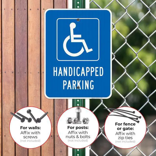 Alt view image 2 of 6 - Handicap Parking Sign, Handicapped Sign, 18x24 Inches, 3M EGP Reflective with Post & Cast Iron Base Stand Set Made in USA by