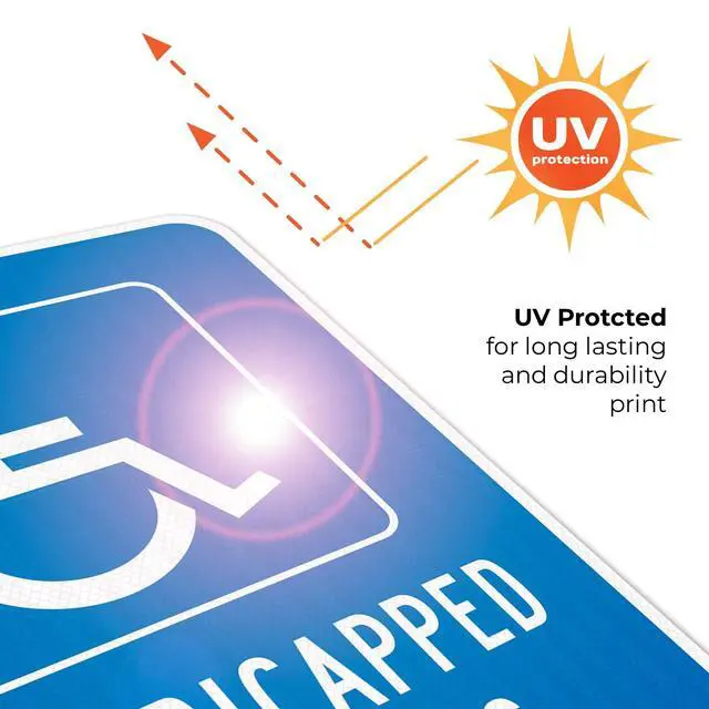 Alt view image 6 of 6 - Handicap Parking Sign, Handicapped Sign, 18x24 Inches, 3M EGP Reflective with Post & Cast Iron Base Stand Set Made in USA by