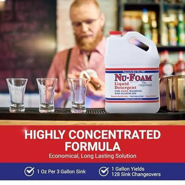 Alt view image 3 of 6 - Liquid Detergent for Bar Glassware Original Streak-Free Solution - Hand Washing Bar, Tavern, Brewery Supplies - Spotless Serving Glasses - Concentrated- Easy On Hands - 5 gallon Pail