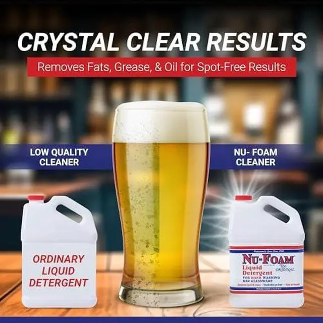 Alt view image 4 of 6 - Liquid Detergent for Bar Glassware Original Streak-Free Solution - Hand Washing Bar, Tavern, Brewery Supplies - Spotless Serving Glasses - Concentrated- Easy On Hands - 5 gallon Pail