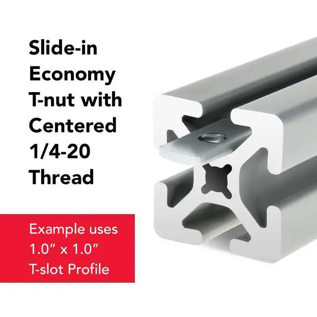 Alt view image 4 of 6 - 8020, 3785, 10 Series Steel 1/4-20 Centered Slide in Economy T Nuts Hardware Nuts for 1" 10 Series Aluminum Extrusions (500 Pack)