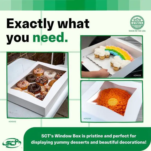 Alt view image 2 of 6 - 24313 Paperboard White Window Bakery Box, 9" Length x 7" Width x 3-1/2" Height (Case of 200)