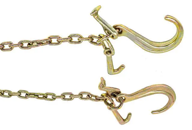 Alt view image 5 of 6 - (2 Pack) 5/16'' x 3' G70 V-Chain Bridle w/ 8" Medium J Hooks, T- Hook & J-Hook w/Grab Hooks 3' Legs 4700 lbs WLL