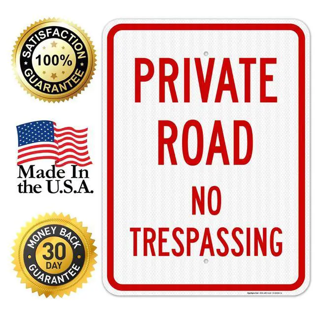 Alt view image 4 of 6 - Private Road No Trespassing Sign, (SI-65099) | 18x24 3M EGP Reflective Stand Set w/Post & Iron Base USA Made