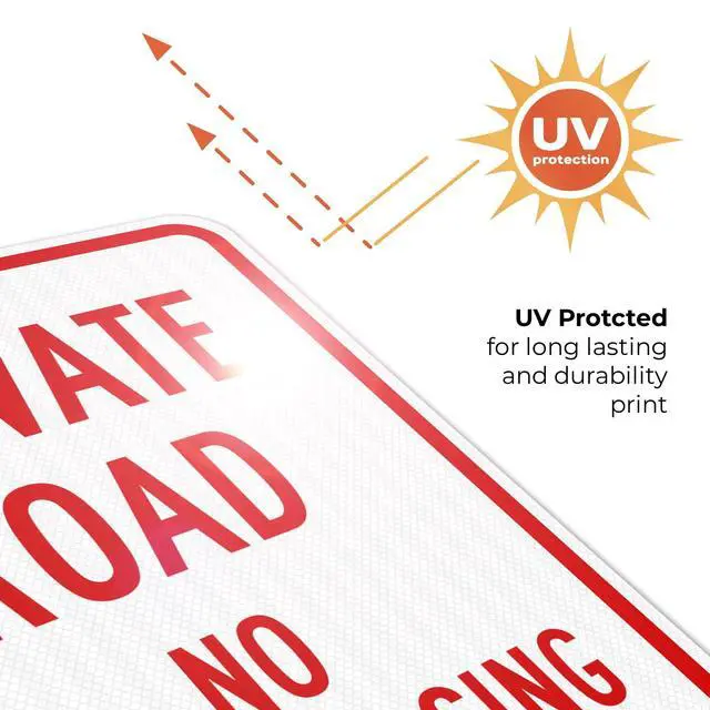 Alt view image 6 of 6 - Private Road No Trespassing Sign, (SI-65099) | 18x24 3M EGP Reflective Stand Set w/Post & Iron Base USA Made