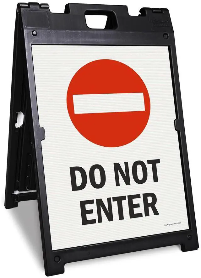 Main image of 24" x 18" Do Not Enter Sidewalk Sign Kit, Two-Sided A-Frame, Plastic, USA Made, Red, Black and White (1 A-Frame + 2 Sign Panels)