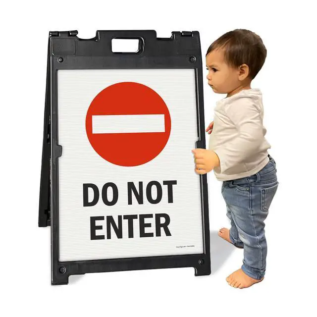 Alt view image 2 of 6 - 24" x 18" Do Not Enter Sidewalk Sign Kit, Two-Sided A-Frame, Plastic, USA Made, Red, Black and White (1 A-Frame + 2 Sign Panels)