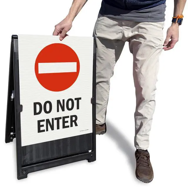 Alt view image 3 of 6 - 24" x 18" Do Not Enter Sidewalk Sign Kit, Two-Sided A-Frame, Plastic, USA Made, Red, Black and White (1 A-Frame + 2 Sign Panels)