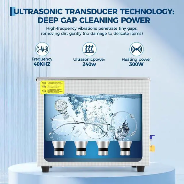 Alt view image 2 of 6 - 10L Ultrasonic Cleaner with Heated Function, Digital Timer & Stainless Steel Tank, Industrial Ultrasonic Cleaning Machine for Auto Parts, Jewelry, Glasses, Circuit Boards