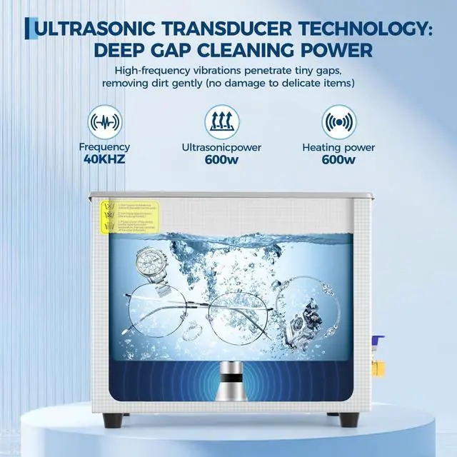 Alt view image 3 of 6 - 7.9 Gal (30L) Commercial Ultrasonic Cleaner, 42kHz Stainless Steel Machine with Digital Timer, Heater & 3 Modes Ideal for Wrenches, Screwdrivers, Repair Tools, Industrial Parts, Metal Cleaning