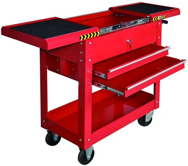 Main image of M-0004 Rolling Tool Cart Box, 350 lbs Capacity Heavy Duty Utility Service Cart with 2 Drawers & Lockable Sliding Top, Mobile Tool Organizer on Wheels for Garage, Workshop, Mechanic