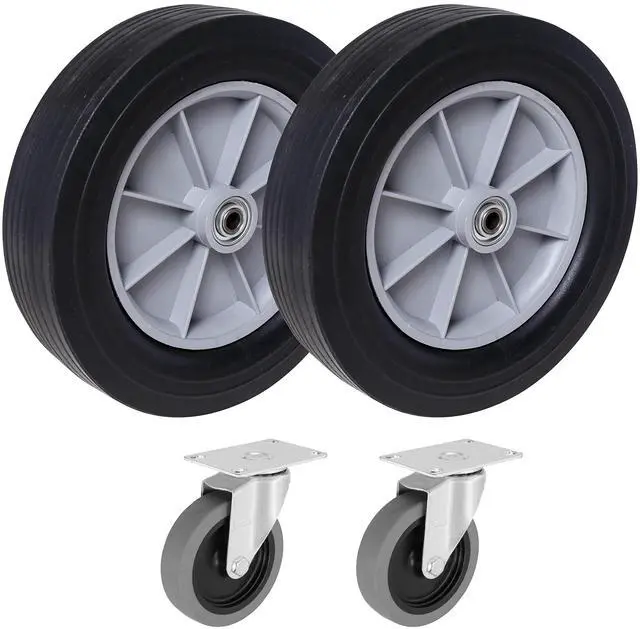 Main image of 12" Solid Rubber Wheels & 4" Swivel Caster Set - Designed to Fit Rubbermaid Utility Carts & Tilt Trucks