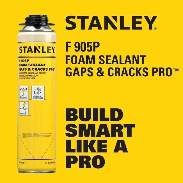 Alt view image 2 of 6 - F905P Gaps & Cracks Pro Foam Sealant (12x24 Oz.) High Yield Expanding Polyurethane Spray Foam Insulation for Wide Cracks & Cavities, Waterproof | Gun&Cleaner Included | 24 Oz. 12 Pack