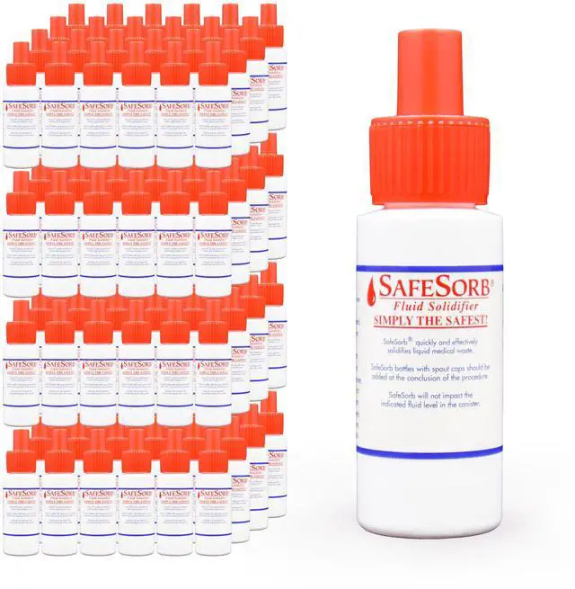 Main image of DiSorb Spill Absorbent Powder - Clean Up Bodily Fluids, Blood, Vomit, Urine, Diarrhea - Fluid Solidifier for Daycares, Buses, Schools, Hospitals, Restaurants - 1500cc - 96 Bottles Per Case