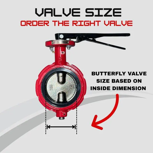 Alt view image 3 of 6 - 6" Butterfly Valve, Wafer, 200 Psi, Ductile Iron Body, Square Stem 5/8"