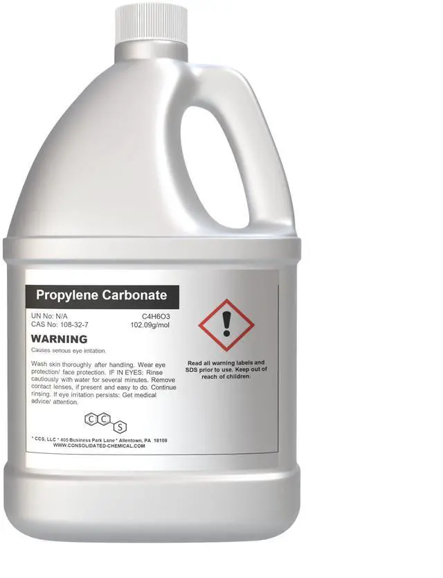 Main image of Propylene Carbonate High Purity Solvent - New Tamper-Evident Sealed Bottles (1 Gallon (128 Fl Oz))