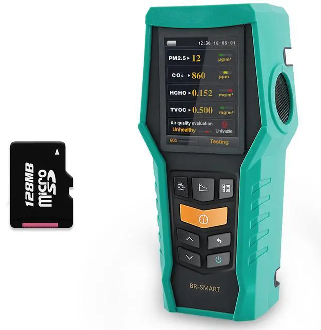 Main image of Smart Air Quality Monitor Indoor 12-in-1 CO2 Meter Dust PM1.0 PM2.5 PM10 Particles TVOC Detector HCHO Tester with Data Logger for Home AQI Test (128S)