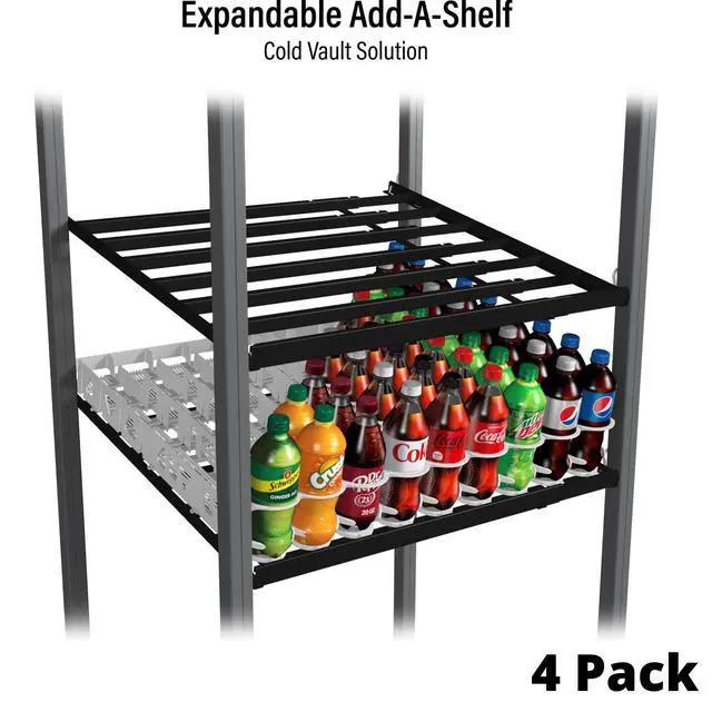 Alt view image 3 of 6 - Cold Vault Expandable Add-A-Shelf (Pack of 4) - Maximize Storage and Organization in Your Cold Storage, Drink Organizer for Cans, Bottles and More