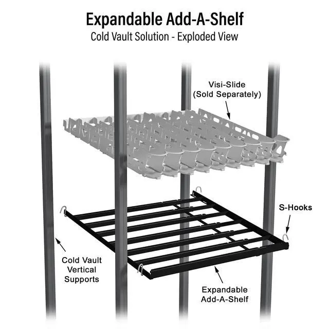 Alt view image 4 of 6 - Cold Vault Expandable Add-A-Shelf (Pack of 4) - Maximize Storage and Organization in Your Cold Storage, Drink Organizer for Cans, Bottles and More