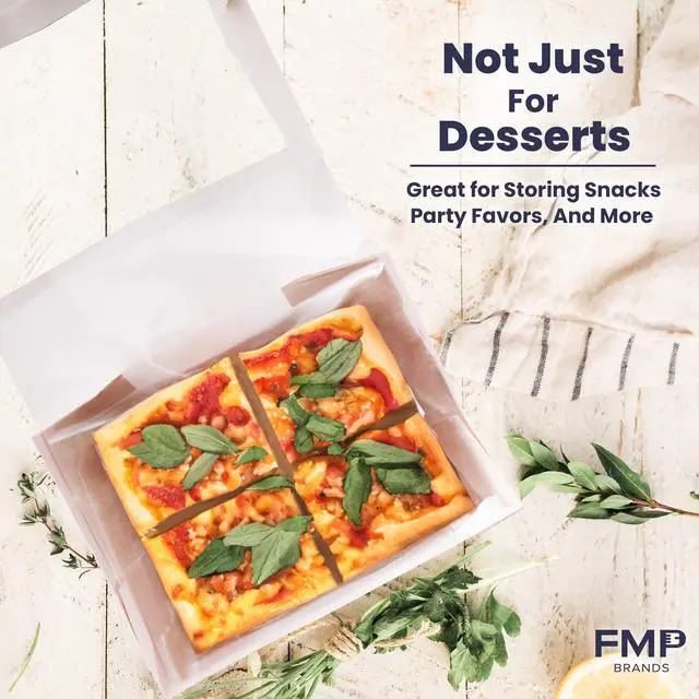 Alt view image 5 of 6 - 100 Pack 14 x 10 x 4 Inches White Bakery Boxes with Window, Auto-Popup Cardboard Gift Packaging and Baking Containers, Cupcake, Cookie and Loaf Bread Boxes