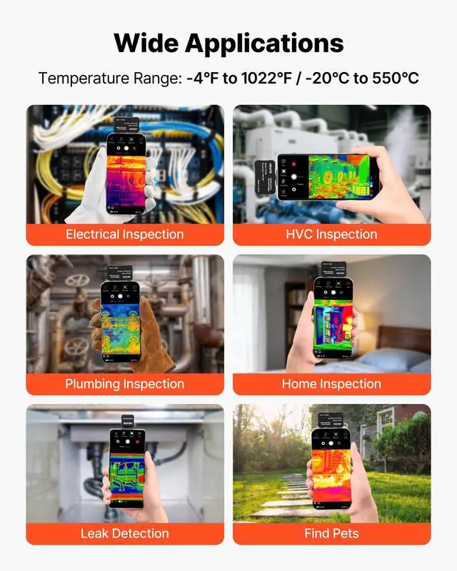Alt view image 3 of 6 - Thermal Imaging Camera for Android & iOS, 512 x 384 Super Resolution, 25HZ Refresh Rate Infrared Thermal Imager for Smartphones Tablets, 256 x 192 IR Resolution, -4°F-1022°F & 6 Color Palettes