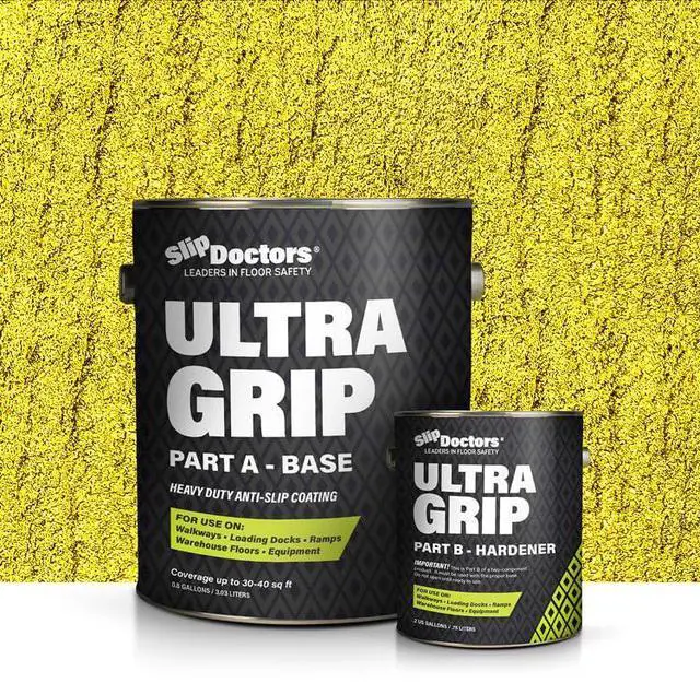 Main image of Ultra Grip Extra High Traction (Low Temp, Yellow) Non-Skid Paint for Industrial Surfaces, Gallon, Two-Part Epoxy