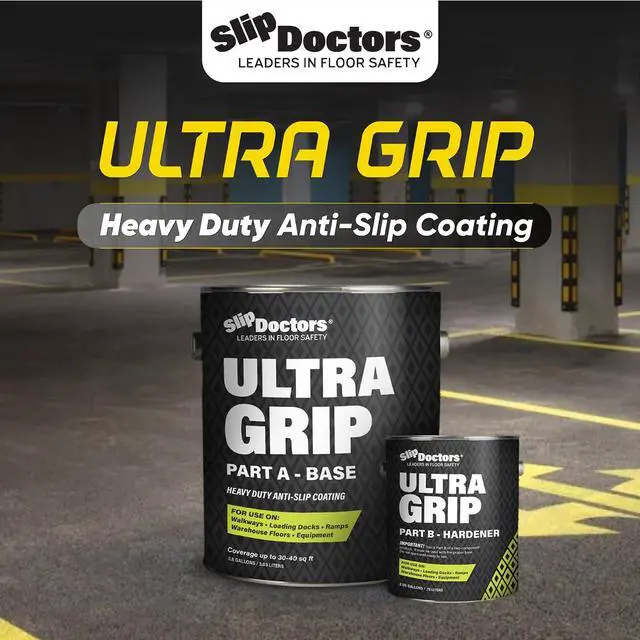 Alt view image 2 of 6 - Ultra Grip Extra High Traction (Low Temp, Yellow) Non-Skid Paint for Industrial Surfaces, Gallon, Two-Part Epoxy